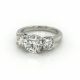 Three Stone Diamond Engagement Ring in Platinum with A GIA Certified 1.70ct. H Color SI1 Clarity Round Center 