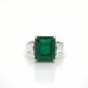 Emerald and Diamond Three Stone Ring in Platinum & 18kt. Yellow Gold (7.40ct. tw.)