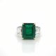 Emerald and Diamond Three Stone Ring in Platinum & 18kt. Yellow Gold (7.40ct. tw.)