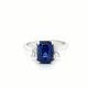  Cushion Cut Sapphire and Diamond Three Stone Ring in 14kt. White Gold (GIA Certified 3.06ct. Center)