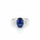 Oval Sapphire and Diamond Three Stone Ring in 18kt. White Gold (GIA Certified 3.21ct. Center)