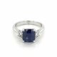 Cushion Sapphire and Diamond Three Stone Ring in 18kt. White Gold (GIA Certified 3.03ct. Center)