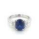 Oval Sapphire and Diamond Three Stone Ring in Platinum (GIA Certified 3.11ct. Center)