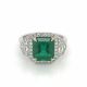 Emerald and Diamond Halo Three Stone Ring (2.82ct. Emerald) GIA Certified 