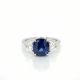 Cushion Cut Sapphire and Diamond Three Stone Ring in Platinum (GIA Certified 3.01ct. Center)