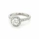 Round Halo Engagement Ring in 14kt. White Gold with A Non-Certified 1.00ct. I color VS1 clarity Round Brilliant Cut Diamond.