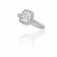 Cushion Cut Micropave Set Diamond Halo Engagement Ring Setting in 14k White Gold (0.50ct. tw.)