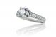 Hand Engraved Graduated Diamond Engagement Ring Setting in 18k White Gold (0.65ct. tw.)