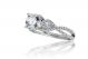 Twisted Shank Pear Shaped Side Diamond Engagement Ring Setting in 18k White Gold (0.65ct. tw.)
