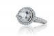 Round Halo Micropave Set Diamond Engagement Ring Setting in 18k White Gold (0.50ct. tw.)