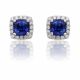 Cushion Cut Sapphire and Micropave Diamond Earrings in 14k White Gold (2.76ct tw.)