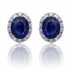 Sapphire and Diamond Halo Earrings in 18k White Gold (5.65ct. tw.)