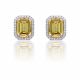 Emerald Cut Yellow Sapphire and Micropave Diamond Halo Earrings in 18k White Gold (2.80ct. tw.)