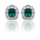 Emerald and Diamond Halo Stud Earrings in 18k White Gold (2.61ct. tw.)