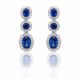 Sapphire and Micropave Diamond Halo Drop Earrings in 18k White Gold (2.50ct. tw.)