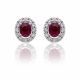 Ruby and Diamond Micropave Set Halo Earrings in 18k White Gold (2.78ct. tw.)