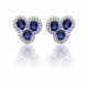 Oval Sapphire and Diamond Micropave Set Halo Earrings in 18k White Gold (2.67ct tw.)