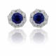 Sapphire and Diamond Halo Stud Earrings in 14k White Gold (1.85ct. tw.)