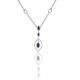 Sapphire and Diamond Halo Drop Necklace in 18k White Gold (1.85ct. tw.)