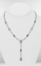 Sapphire and Diamond Micropave Halo Drop Necklace in 18k White Gold (10.95ct. tw.)