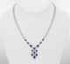Sapphire and Diamond Micropave Halo Drop Necklace in 18k White Gold (6.26ct. tw.)
