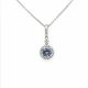 Sapphire and Diamond Halo Pendant in 18kt. White Gold (1.02ct. tw.)