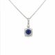 Sapphire and Diamond Halo Pendant in 18kt. White Gold (0.83ct. tw.)