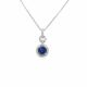 Sapphire and Diamond Halo Pendant in 18kt. White Gold (1.20ct. tw.)