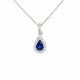 Pear Shape Sapphire Halo Pendant in 18kt. White Gold 