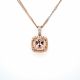 Cushion Cut Morganite Diamond Halo Pendant in 14kt. White & Rose Gold (2.34ct. tw.)