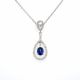 Oval Sapphire and Diamond Halo Pendant in 18kt. White Gold 