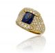 Sapphire and Diamond Pave Ring in 18k Yellow Gold (3.46ct center)