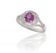 Round Pink Sapphire and Diamond Ring in 18k White Gold (1.20ct center)