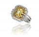 Yellow Sapphire and Double Halo Diamond Ring in 18k White and Yellow Gold (1.18ct. tw.)