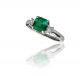 Emerald Cut Emerald and Diamond Three Stone Ring in 14k White Gold (1.32ct. center)