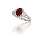 Oval Ruby and Micropave Diamond Halo Ring in 18k White Gold (2.11ct. Center.)