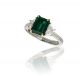 Emerald Cut Emerald and Diamond Three Stone Ring in Platinum and 18k Yellow Gold (1.69ct. Center)