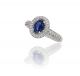Oval Sapphire and Diamond Halo Ring in 18k White Gold (1.00ct. Center)