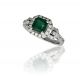 Emerald Cut Emerald and Diamond Halo Ring in 18k White Gold (1.52ct. Center)