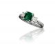 Emerald Cut Emerald and Diamond Three Stone Ring in 14k White Gold (0.79ct tw.)