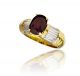 Oval Ruby and Baguette Diamond Ring in 18k Yellow Gold (2.74ct. Center)