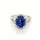 Oval Sapphire Halo Ring in 18kt. White Gold ( 4.88ct. tw.) GIA Certified 