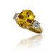 Yellow Oval Sapphire and Diamond Three Stone Ring in 18k Two Tone Gold (6.51ct. Center)