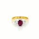 Oval Ruby Three Stone Ring in 18kt. White & Yellow Gold (1.42ct. tw.)