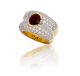 Semi-Bezel Set Oval Ruby and Pave Diamond Ring in 18k Two Tone Gold (2.05ct center)
