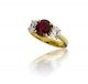 Oval Ruby and Diamond Three Stone Ring in 18k Yellow Gold and Platinum (2.00ct. Center)