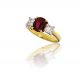 Oval Ruby and Diamond Three Stone Ring in 18k Yellow Gold and Platinum (2.05ct. Center)