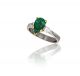 Pear Shape Emerald and Diamond Three Stone Ring in Platinum and 18k Yellow Gold (1.17ct. Center)