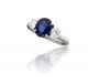 Oval Sapphire and Diamond Three Stone Ring in Platinum (2.70ct. center)