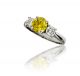 Irradiated Yellow Diamond Three Stone Ring in Platinum (1.06ct. Center)